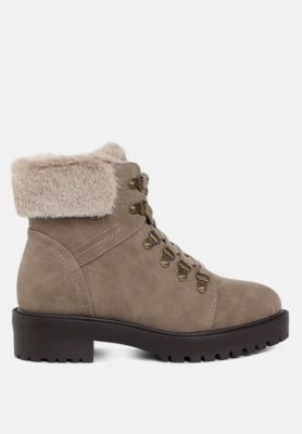 Womens Maranta Faux Fur Collar Ankle Boots
