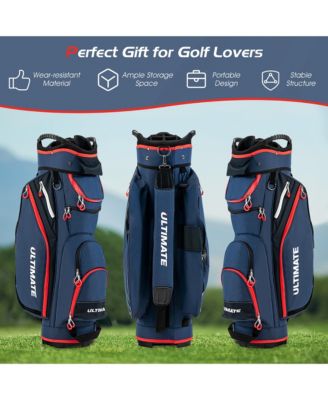 9.5" Golf Cart Bag w/14 Divider Rain Hood Cooler Bag 8 Pockets