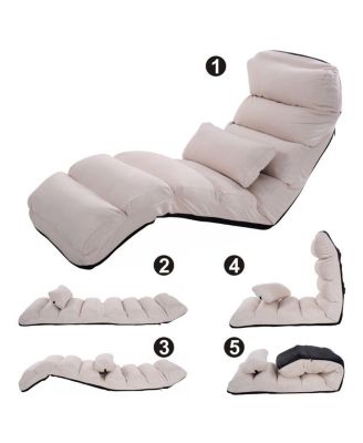 Folding Lazy Sofa Chair Stylish Sofa Couch Beds Lounge Chair W/Pillow