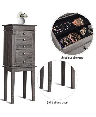 Standing Jewelry Cabinet Storage Organizer with Wooden Legs