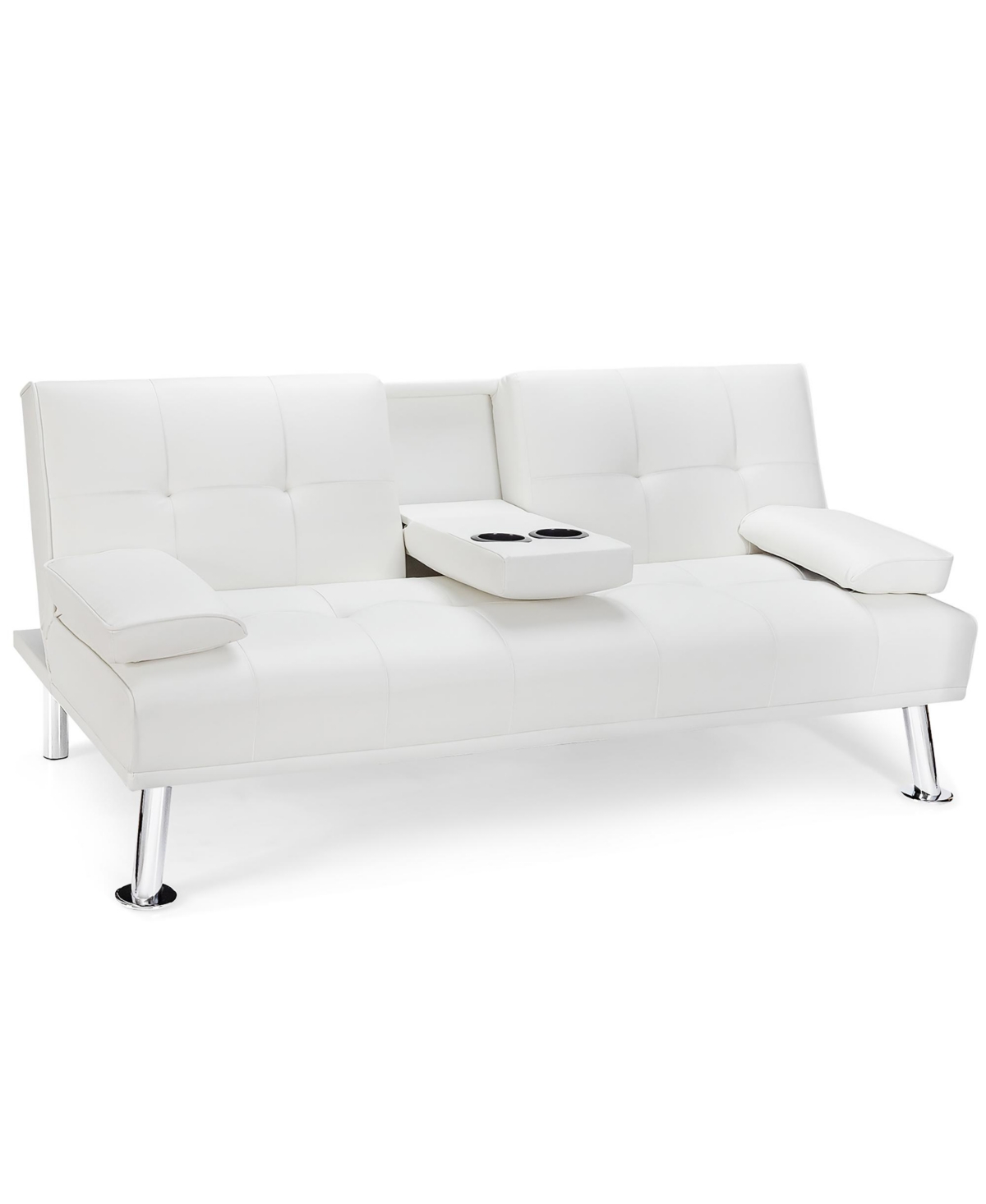 Costway Convertible Folding Futon Sofa Bed Leather