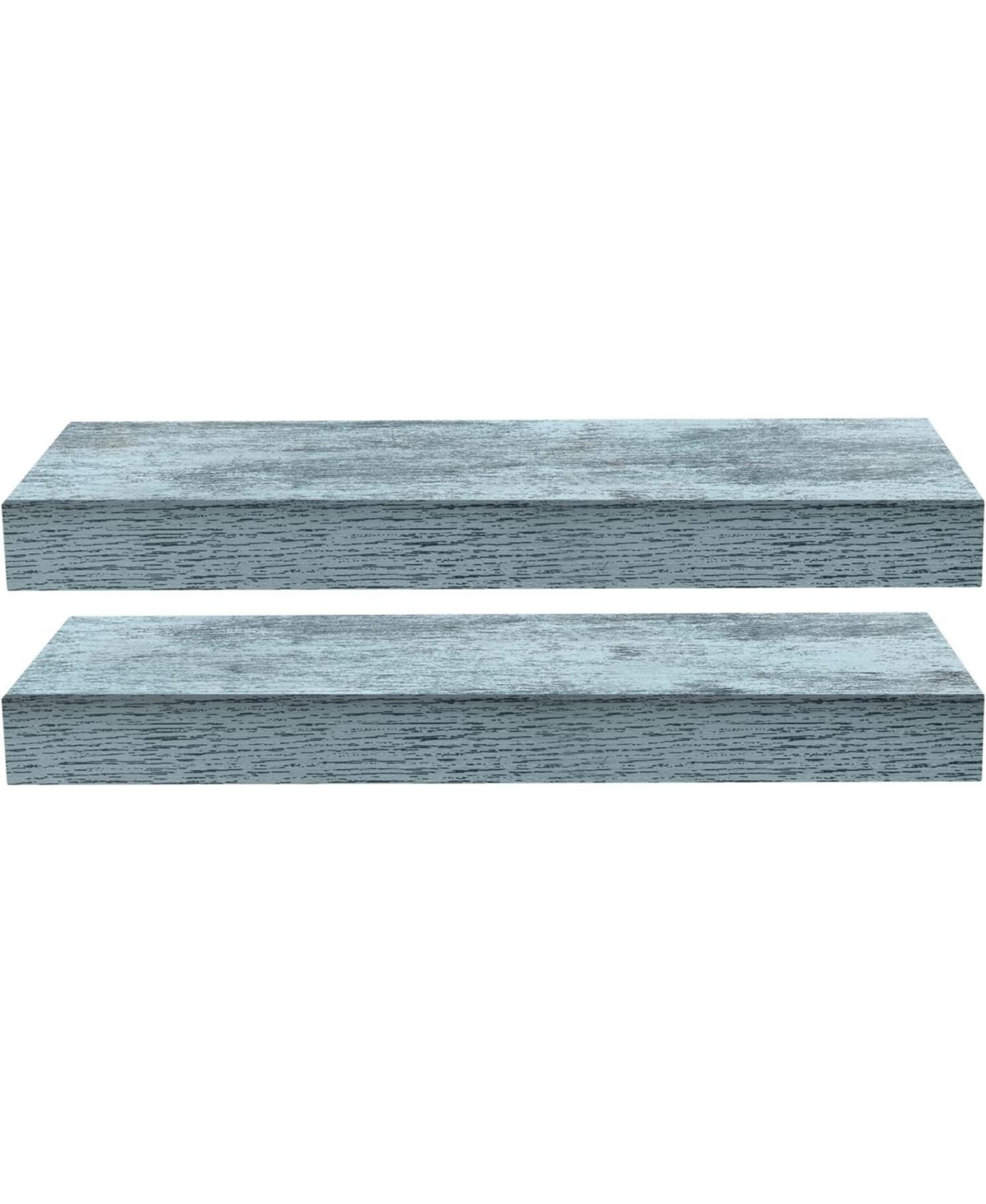 Sorbus 2 Pack Coastal Rectangle Floating Shelves - for Home DAcor to Display Trophies, Books, Frames, and more- Rustic blue