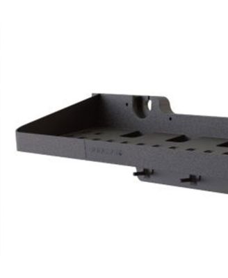 25 x 8 Inch Shelf Accessory with Hooks for Outdoor Shed, Black (2-Pack)