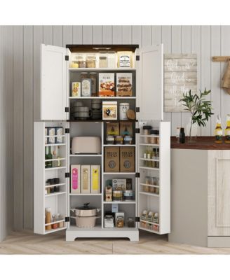64" Kitchen Pantry Storage Cabinet with Motion Sensor Light