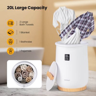 20L Bathroom Towel Warmer Bucket with Fragrance Holder & LCD Display