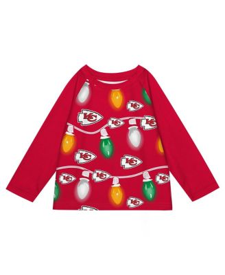 Toddler Kansas City Chiefs Two-Piece Garland Holiday Long Sleeve Pajama Set