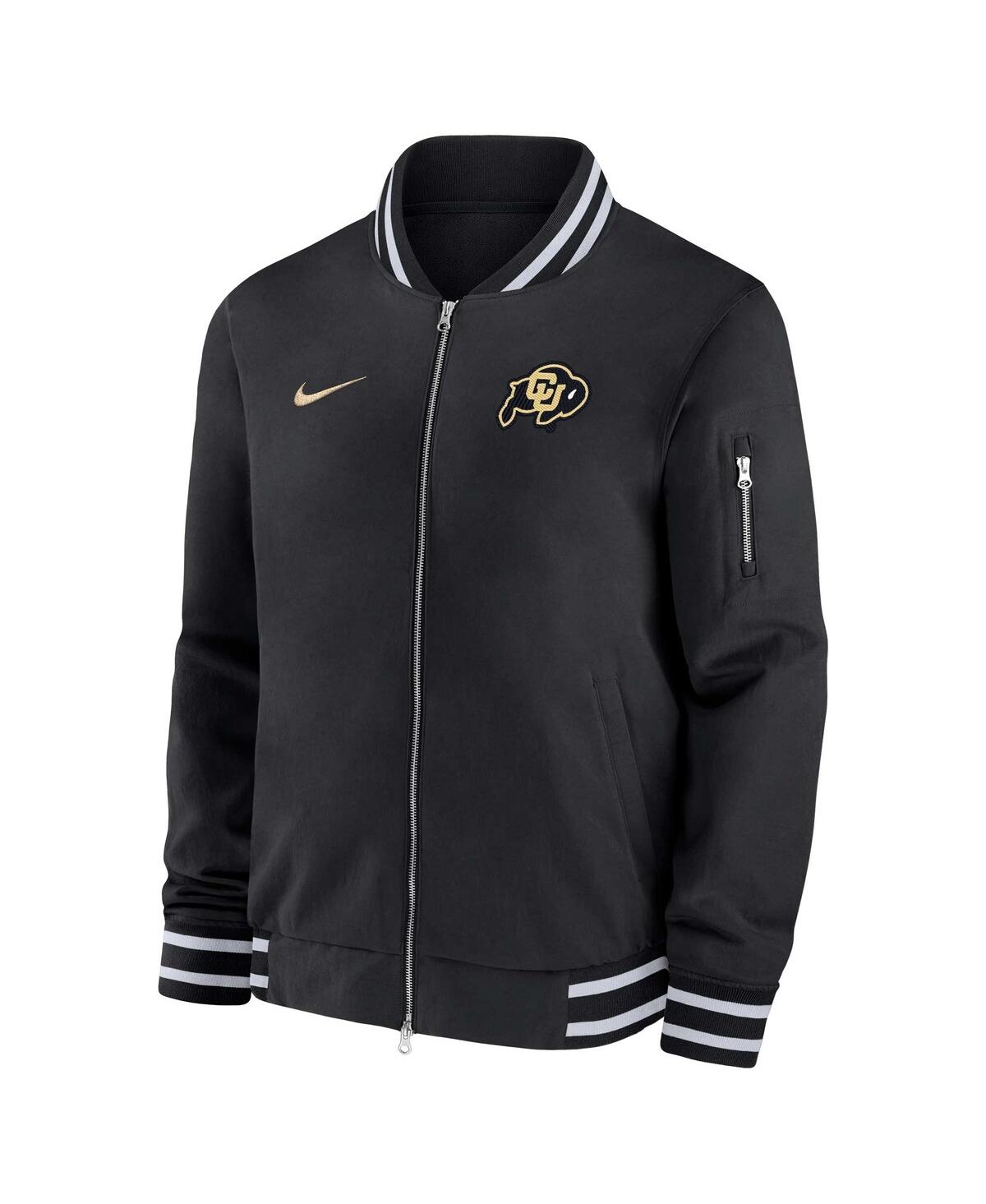 Nike Men's Black Colorado Buffaloes Full-zip Bomber Jacket In Black