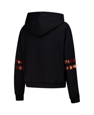 Cuce Womens Black Cincinnati Bengals Cropped Sequins Pullover Hoodie 20990₽