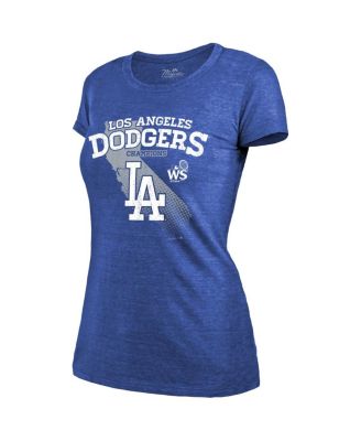 Women's Royal Los Angeles Dodgers 2024 World Series Champions Tri-Blend Roster T-Shirt