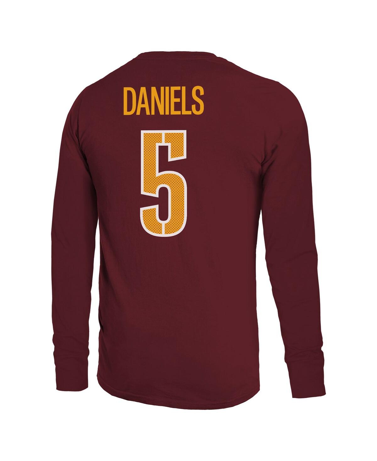 Majestic Men's Jayden Daniels Burgundy Washington Commanders Name Number Non-distressed Long Sleeve T-shirt In Burgundy