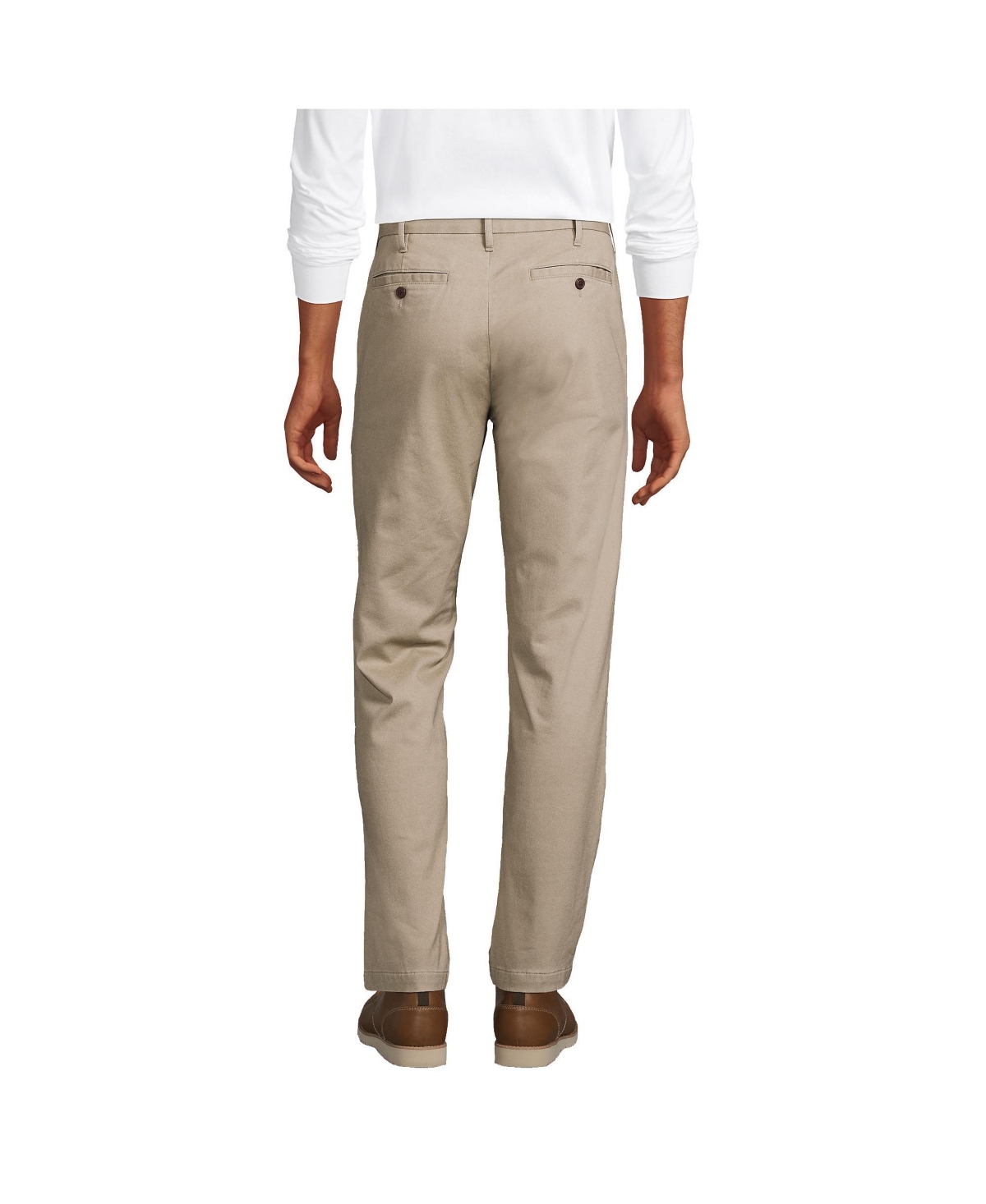 Lands' End Men's Comfort Waist Stretch Flannel Lined Knockabout Chino Pants -rich red highland plaid