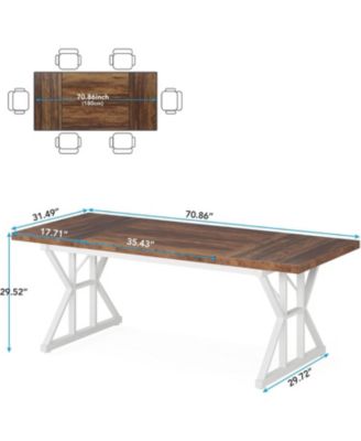 Farmhouse Dining Table for 6, 70.8'' Rectangular Wood Dining Table, Rustic Kitchen Table with Heavy Duty Metal Legs, for Dining Room, Black Friday Deals 2024