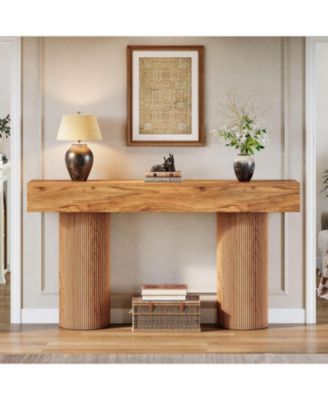 Farmhouse Console Table, 63-Inch Long Wooden Entryway Table Behind The Couch, Modern Narrow Entrance Foyer Accent Table Sofa Table