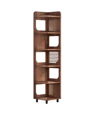 6-Tier Corner Shelf Stand, 71-Inch Rustic Tall Corner Bookshelf, Narrow Corner Bookcase, Corner Plant Stand Display Shelf Organizer