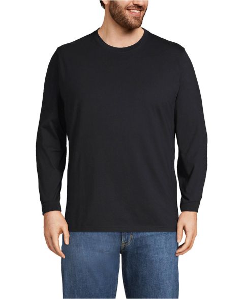 Мужская футболка Lands' End Big & Tall Super-T Long Sleeve, цвет: Чёрный