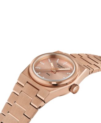 Women's Swiss PRX Diamond (1/20 ct. t.w.) Rose Gold-Tone Stainless Steel Bracelet Watch 25mm