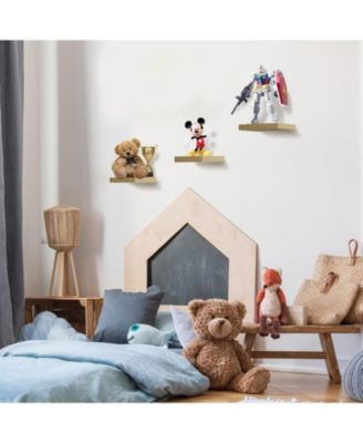 Set of 3 (9") Square Floating Shelves with Invisible Mounting Brackets for Living Room Decor, Bedroom, Bathroom Decor, Home & Kitchen (Maple)