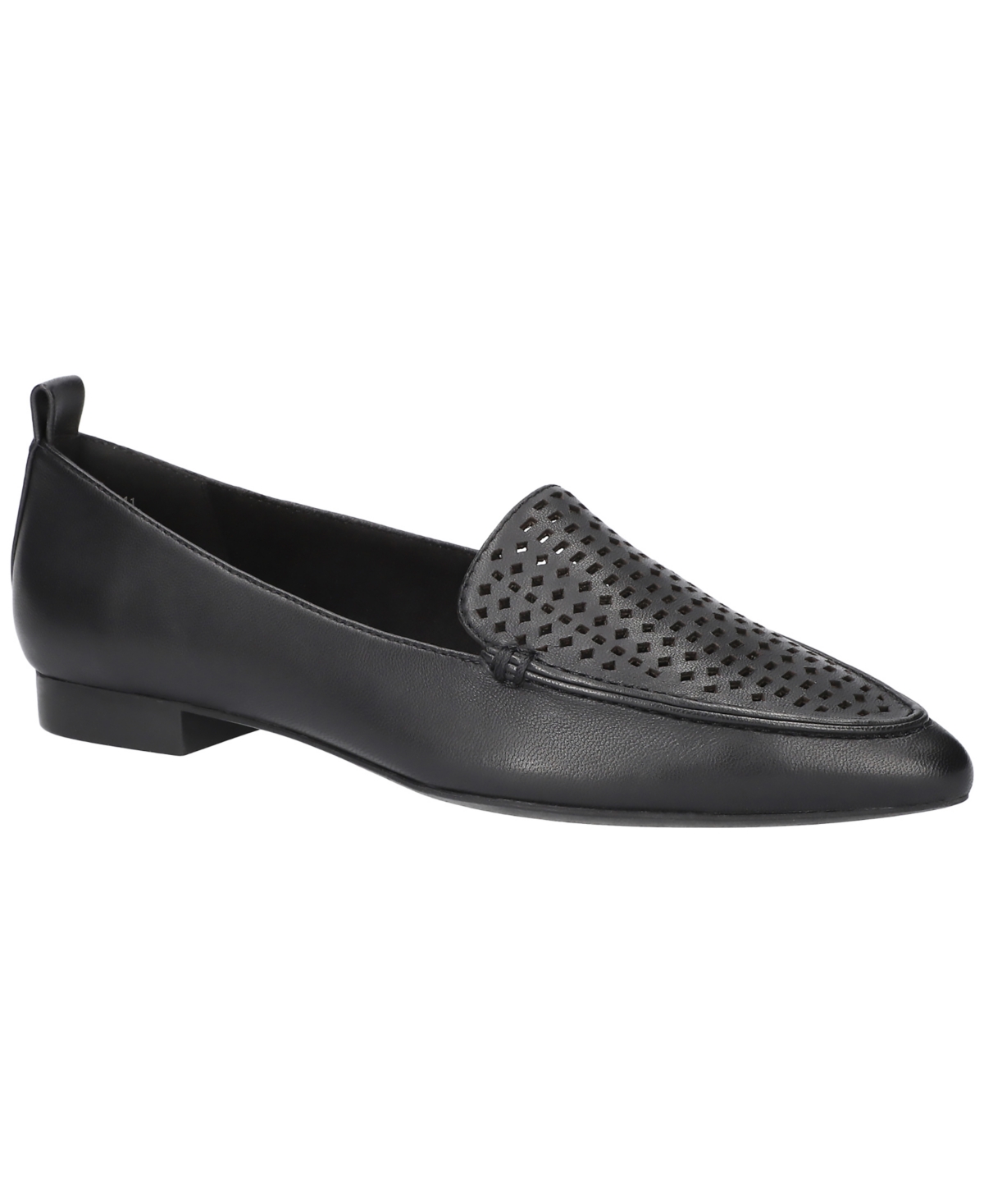 Bella Vita Alessi Perforated Pointed Toe Flat In Black Leather