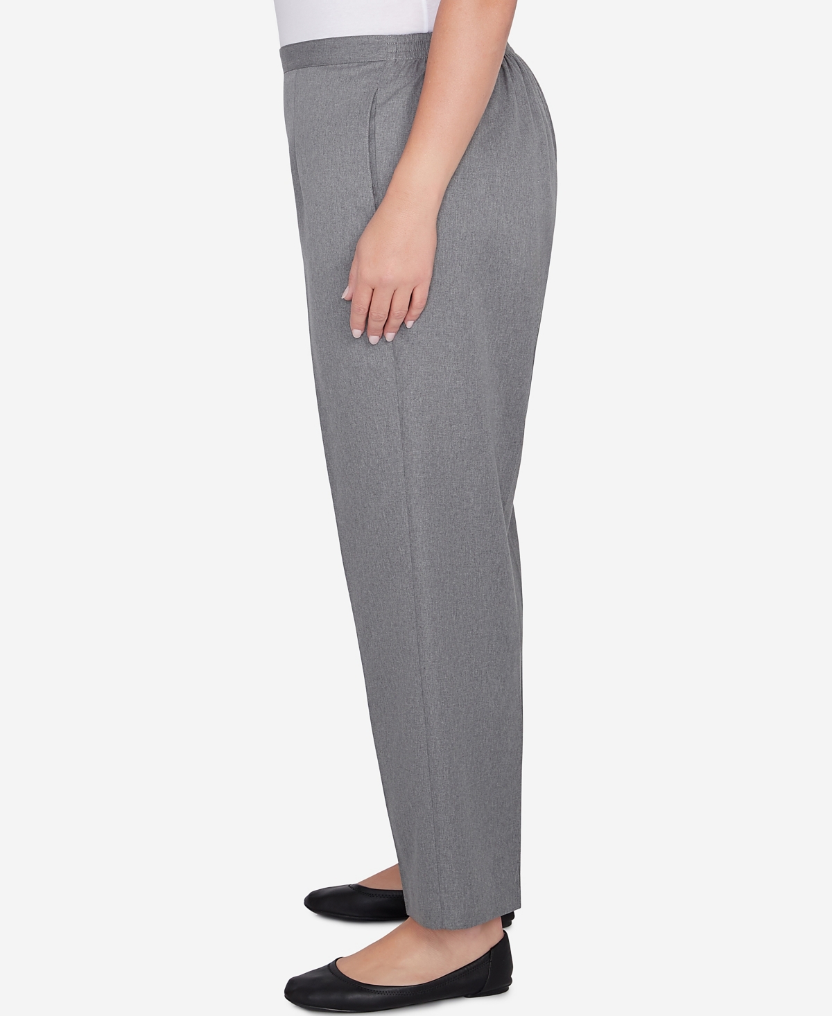Alfred Dunner Plus Size Copenhagen Soft Heather Microfiber Average Length Pants In Graphite Heather