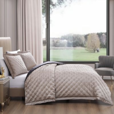 Velvet Tufted Microfiber Reverse 3-Pc. Comforter Set with Bonus Tote, Queen