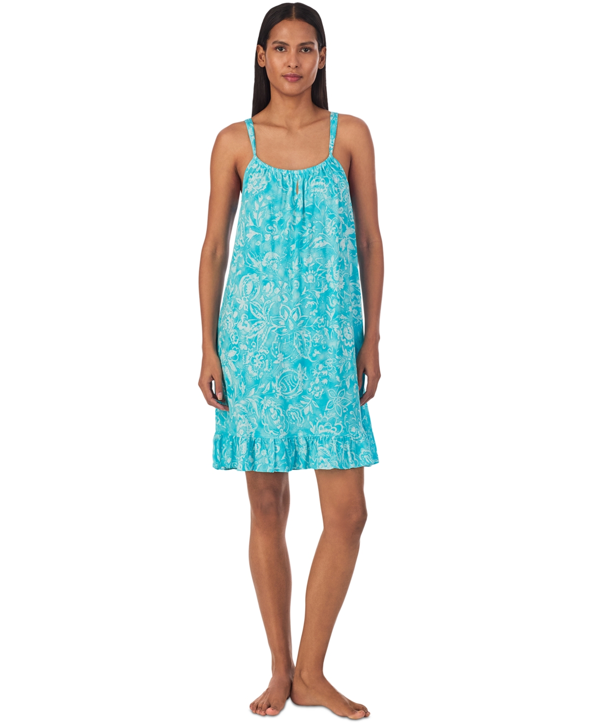 Lauren Ralph Lauren Women's Short Tunnel Neck Strap Nightgown