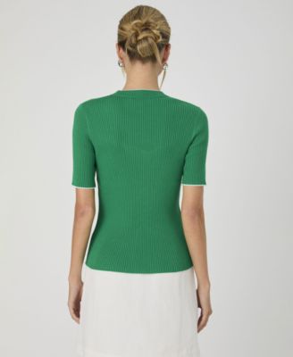 Женский хлопковый свитер Mozza с коротким рукавом и контрастной отделкой French Connection от Mozza