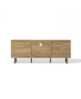 Mid-Century Modern Wave 2-Door 1-Drawer TV Console with Metal Legs