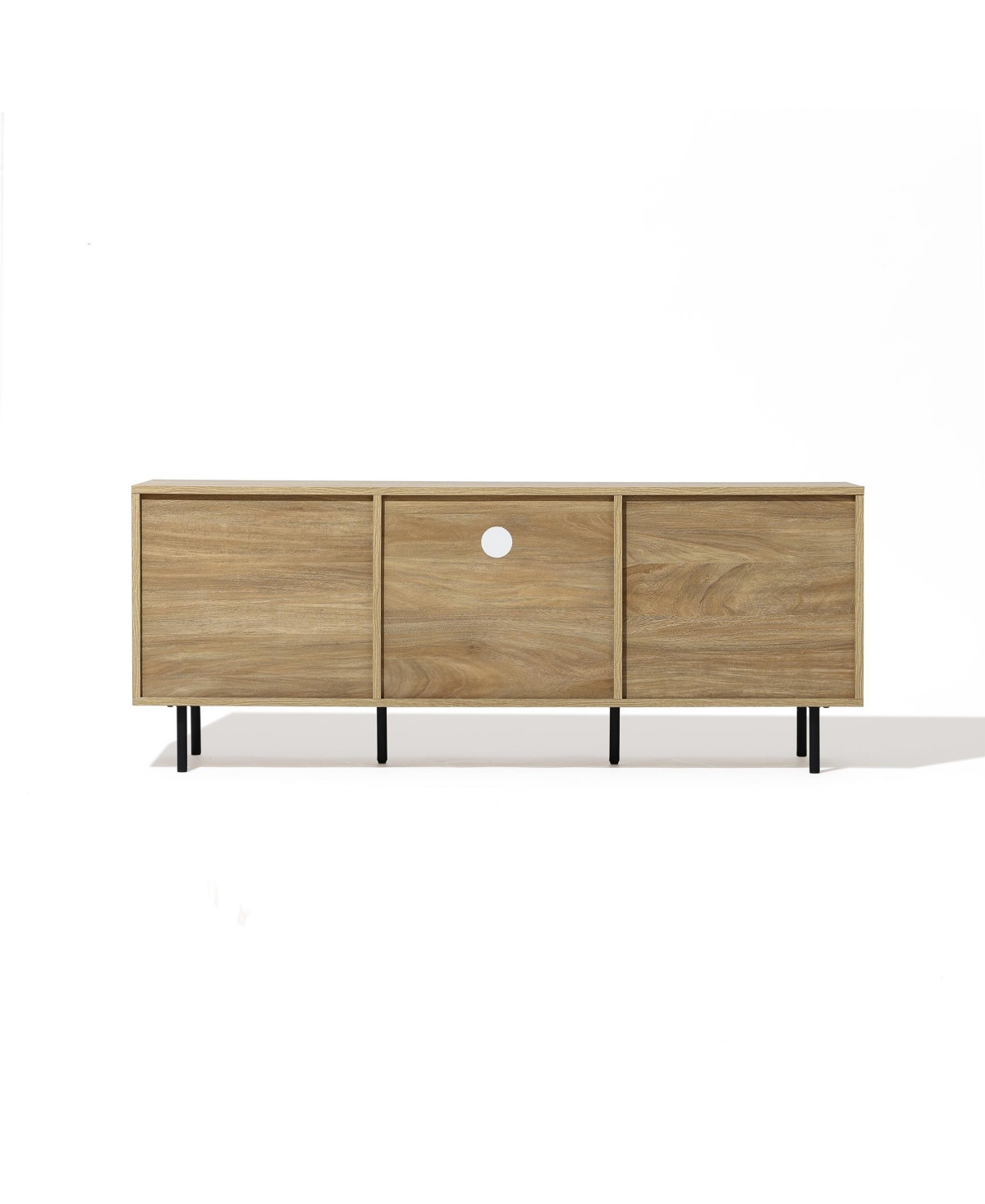 Luxenhome Mid-century Modern Wave 2-door 1-drawer Tv Console With Metal Legs In Natural