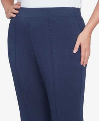 Plus Size Solid Scuba Knit Pleated Pant