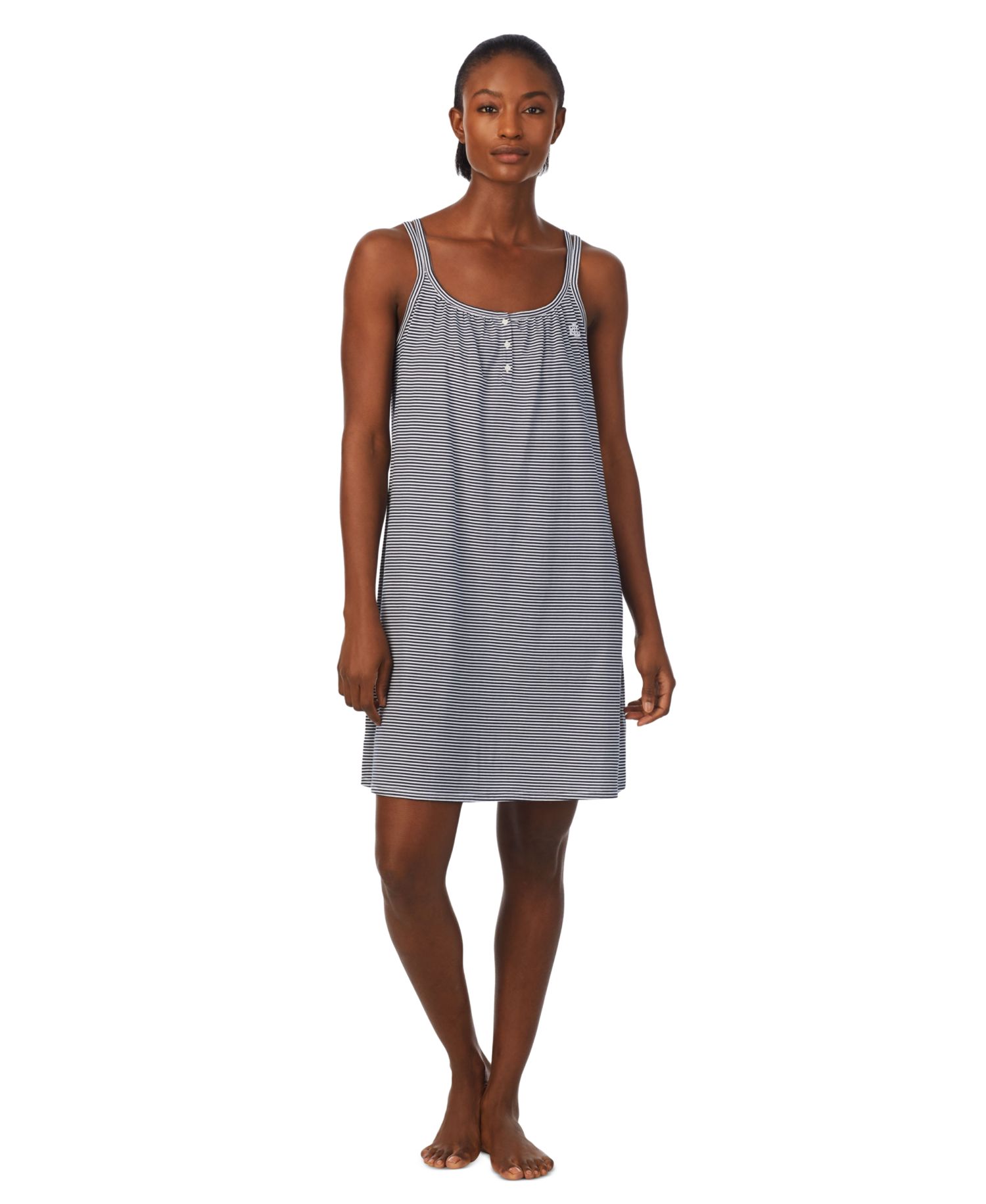 Cotton Knit Double-Strap Nightgown