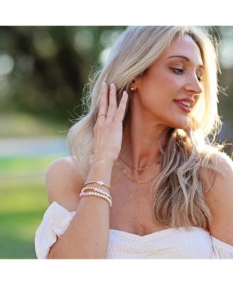 Non-Tarnishing Gold filled, 3mm Gold Ball and Single Mother Of Pearl Cross Stretch Bracelet