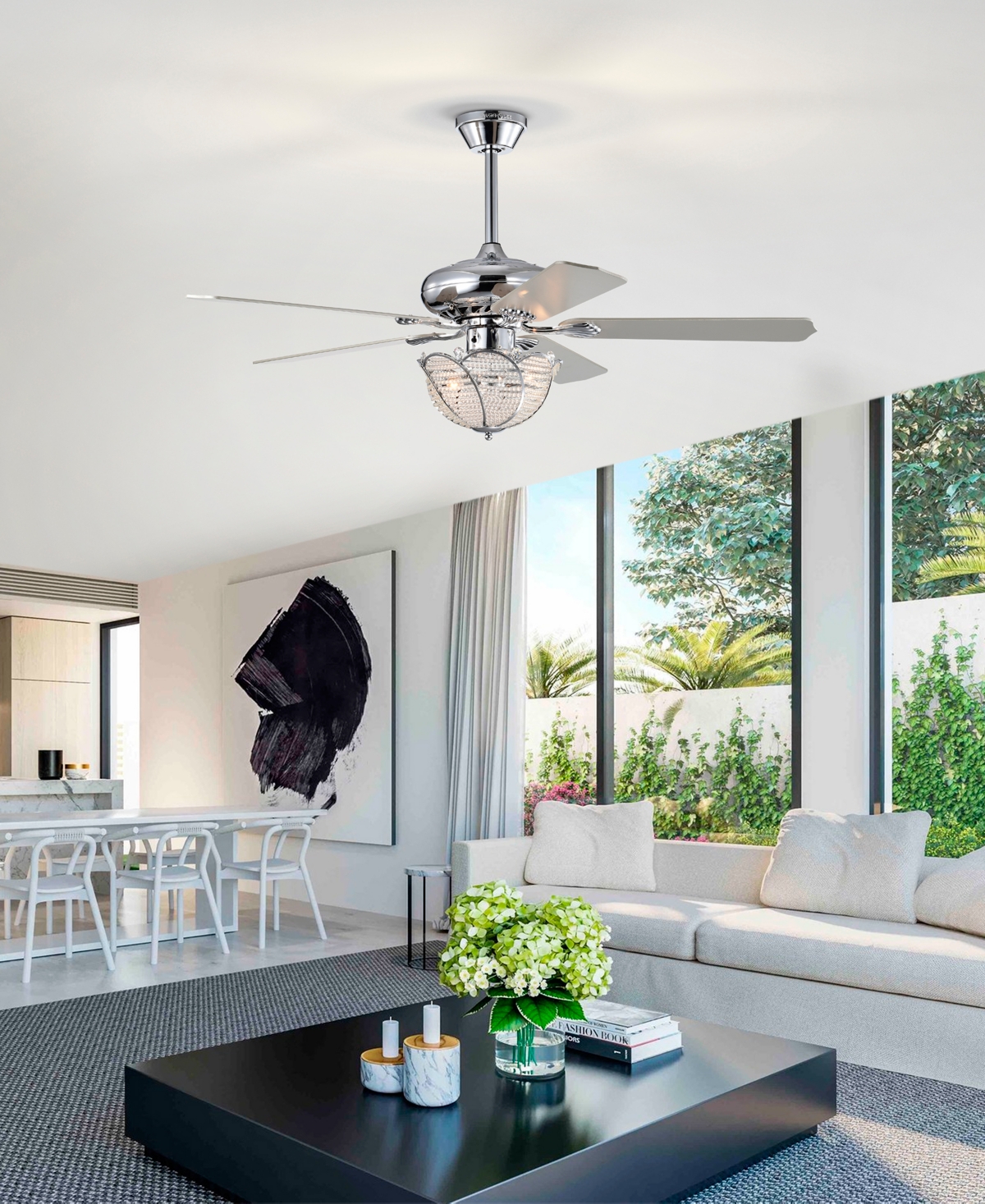 Home Accessories 52" Araceli 3-light Indoor Ceiling Fan With Light Kit And Remote In Chrome