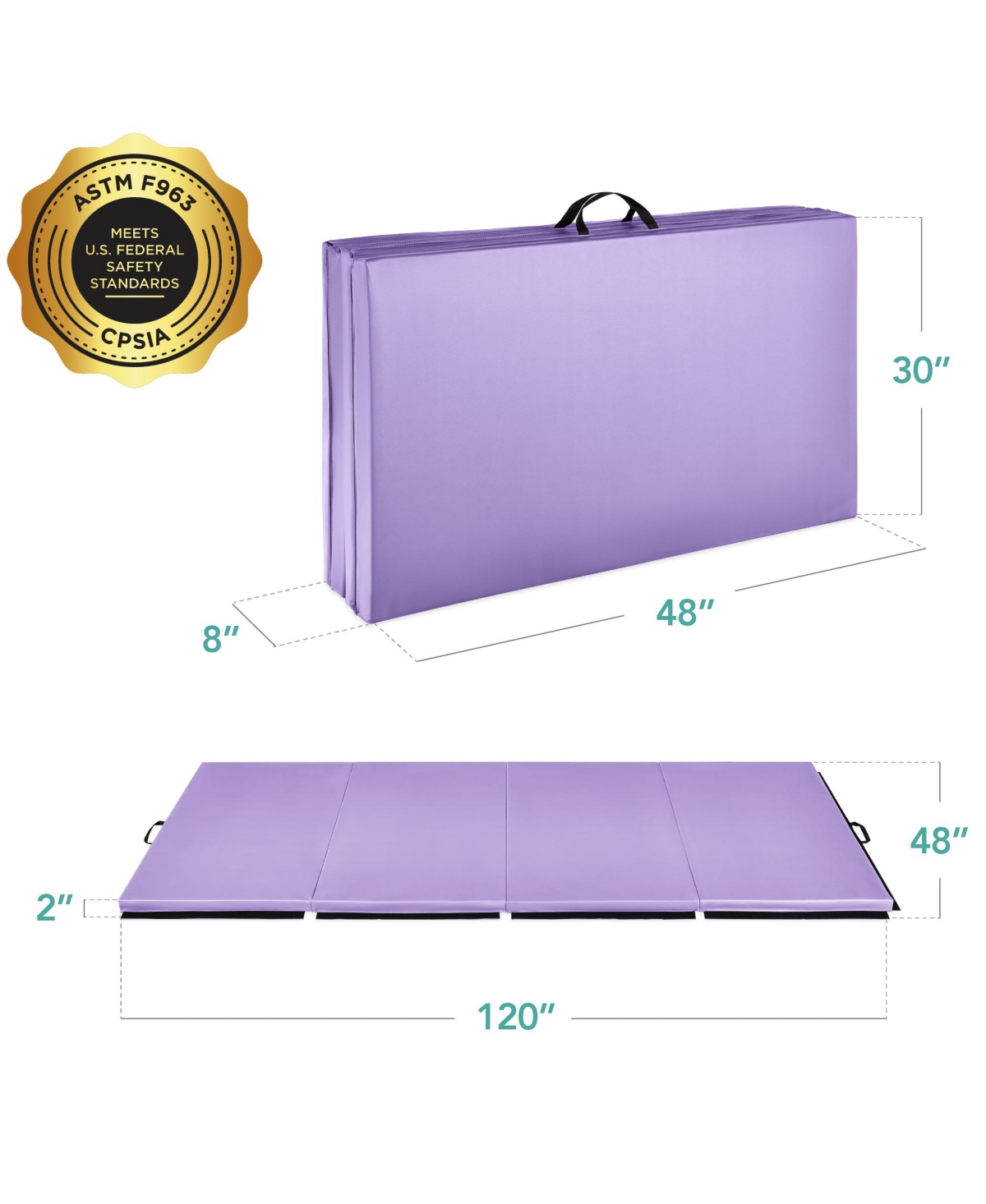 Best Choice Products 10ftx4ftx2in Folding Gymnastics Mat 4-Panel Exercise Workout Floor Mats w/ Handles