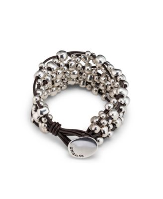 Sterling Silver-Plated Multiple Leather Tiers Bracelet