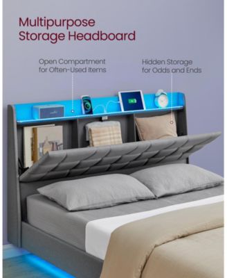 Queen Size Floating Bed Frame with LED Lights for Modern Bedroom Decor