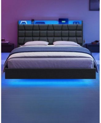 Queen Size Floating Bed Frame with LED Lights for Modern Bedroom DÃ©cor