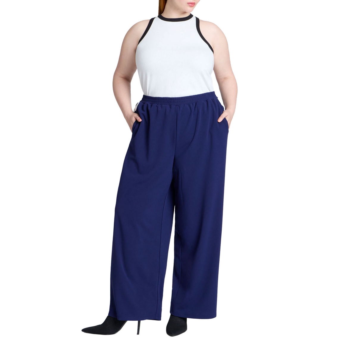 Women's Plus Size Track Pant With Side Stripe - Burgundy