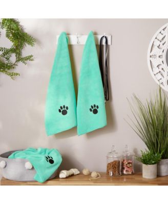 Microfiber Pet Towel Set 3 Piece Embroidered Paw Print