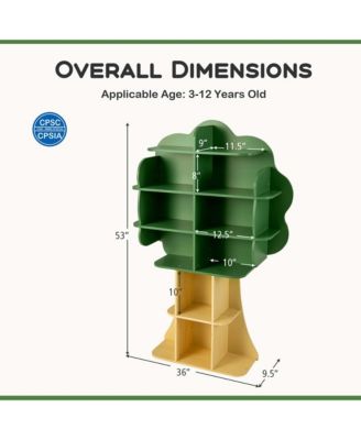 Tree Bookcase Kids 6-Tier Toy Storage Organizer with Open Storage Shelves