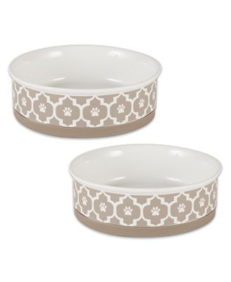 Lattice Paw Print Pet Bowl Set/2