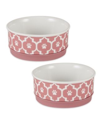 Lattice Paw Print Pet Bowl Set/2