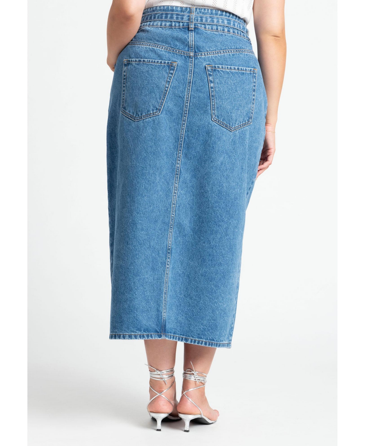 Eloquii Plus Size Denim Midi Skirt