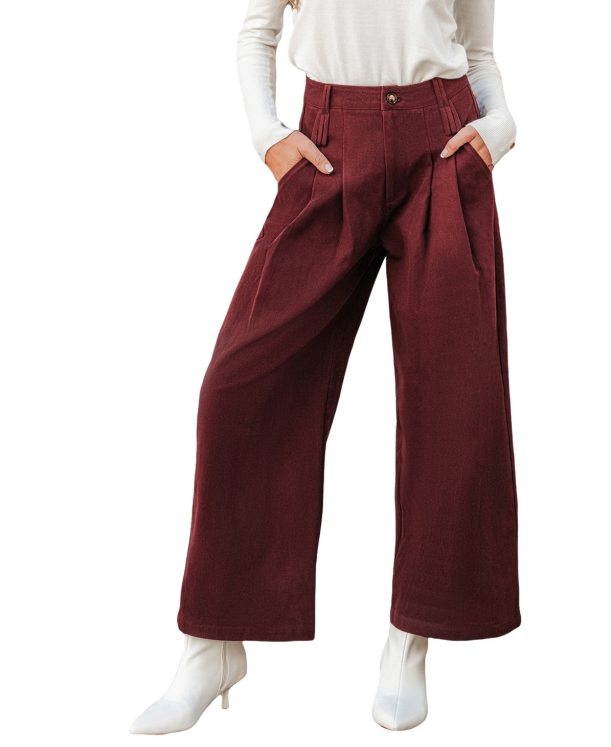 Women's Red Straight Leg Jeans - Brown