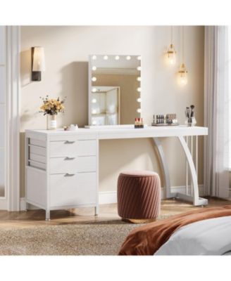 Vanity Desk with 3 Drawers, 59-Inch Chic Makeup Desk for Women, Black Friday Deals