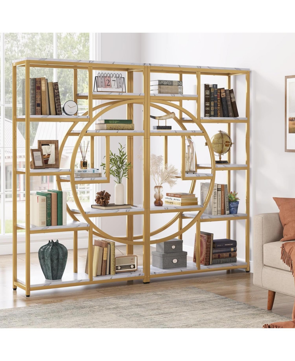 Tribesigns Bookshelf 5 Tier Etagere Bookcase, Freestanding Tall Bookshelves Display Shelf Storage Organizer with 9-Open Storage Shelf for Living Room