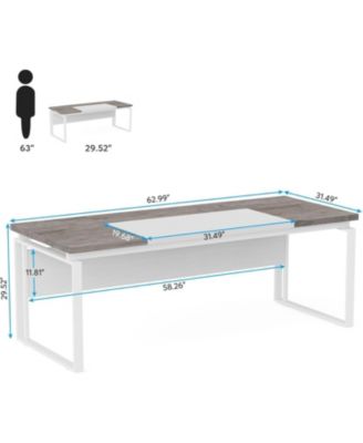 63" MDF & Metal Conference Table with Splicing Board – Modern Meeting Desk