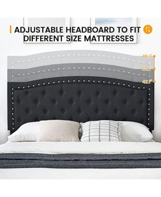 Queen Bed Frame with Adjustable Headboard, Platform Bed Frame