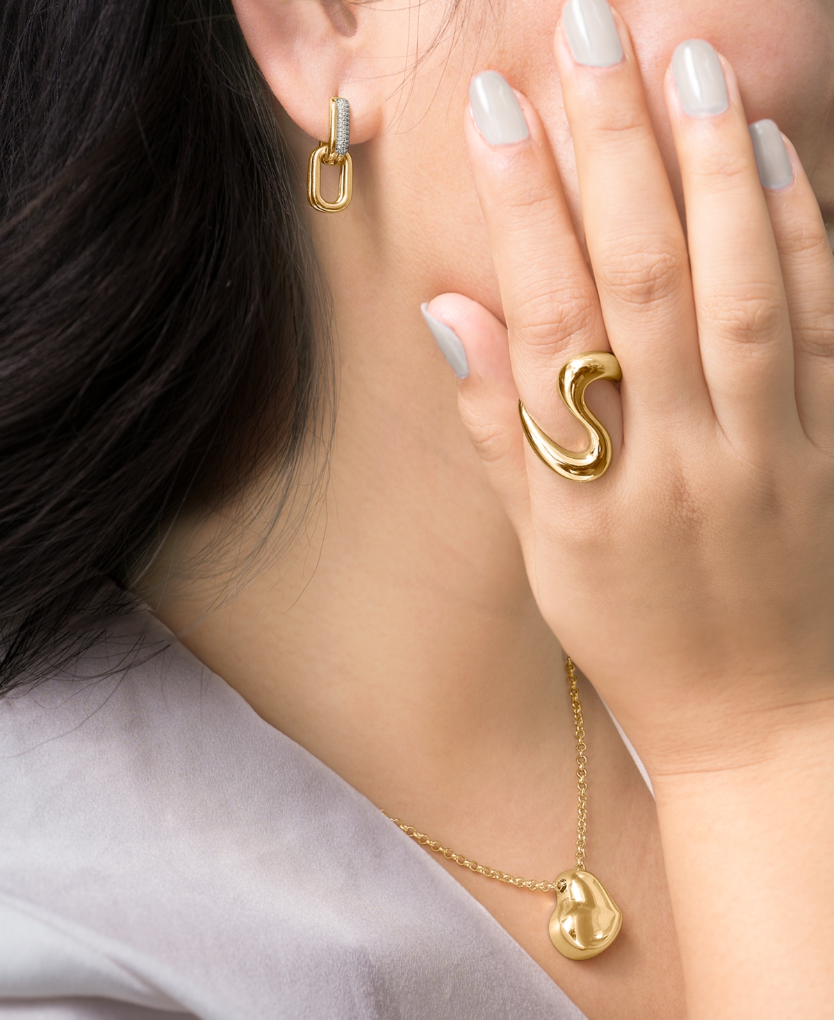 Audrey By Aurate Diamond Link Dangle Hoop Earrings (1/6 Ct. T.w.) In Gold Vermeil & Sterling Silver, Exclusively At M In Gold Vermeil