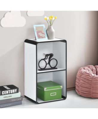Dothan Wood 2-Cubed Open Bookcase - Storage Shelf Organizer Bookshelf