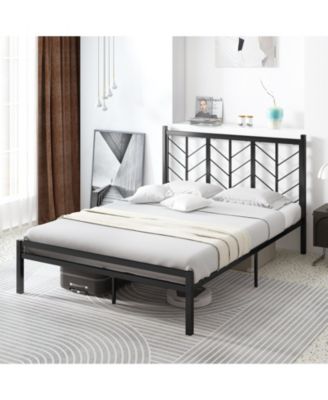 Queen Size Platform Bed with Headboard and Metal Frame-Queen Size